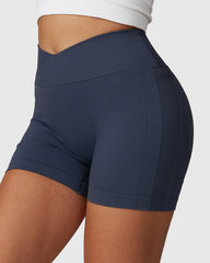 Emblem Blue Crossed Elastic Waistband Shorts