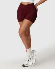 Dark Red Women's Seamless Gym Shorts