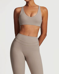 Khaki Strappy Cross Back Bra