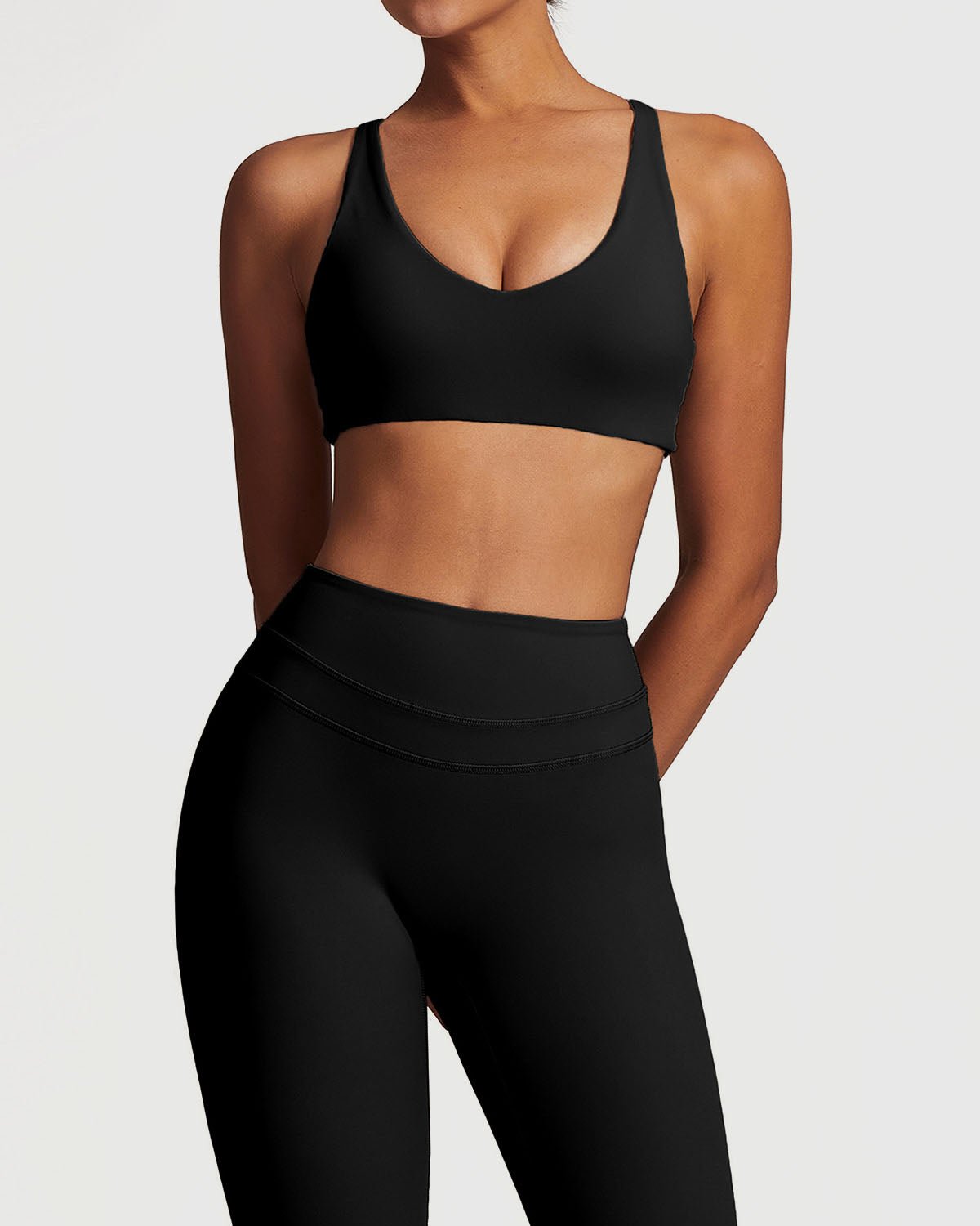 Black Strappy Sports Bra for Women