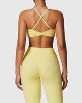 Yellow Medium Support Strappy Cross Back Bra