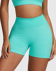 Blue High Elastic Waistband Shorts