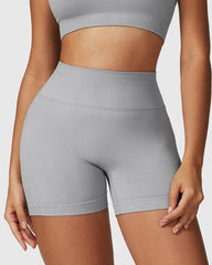 Gray High Elastic Waistband Shorts