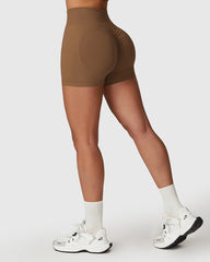 Brown Seamless High Waist Shorts