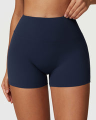 High-Waisted Seamless Shorts - Emblem Blue