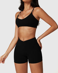 Moisture-Wicking Strappy Women's Workout Bra - Stylish Shorts