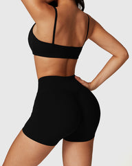 Black Push-Push-Up Effortless Strappy Sports Bra