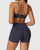 Blue Gray Nylon Spandex Sports Bra