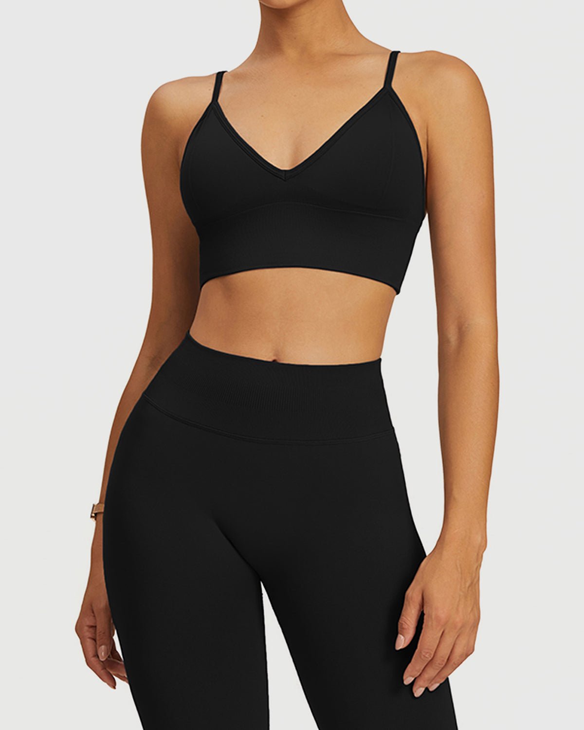 Black High-Support Strappy Back Sports Bra