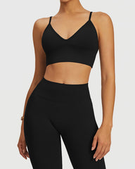 Black High-Support Strappy Back Sports Bra