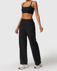 Moisture-Wicking Strappy Women's Workout Bra - Stylish Joggers