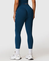 Emblem Blue Sculpt Elastic Waistband Leggings