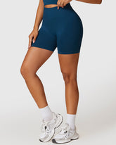 Emblem Blue Sculpt Elastic Waistband Shorts