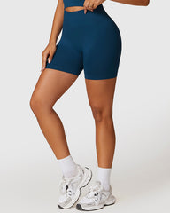 Emblem Blue Sculpt Elastic Waistband Shorts