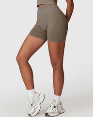 Khaki Sculpt Elastic Waistband Shorts