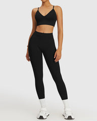 Best Yoga Leggings & Women's V-Neck Sports Bra