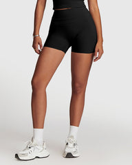 Black Seamless High Waist Shorts