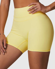 Yellow High-Rise Gym Shorts for Women