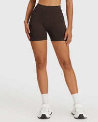 Seamless High Waist Shorts - Brown