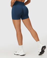 Seamless High Waist Shorts - Emblem Blue
