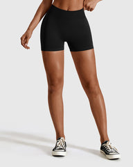 Seamless High Waist Sports Shorts - Black