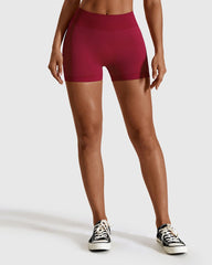 Seamless High Waist Sports Shorts - Red