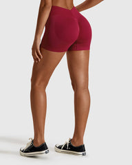 Seamless High Waist Sports Shorts - Red