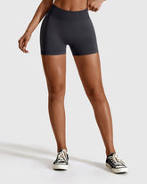 Seamless High Waist Sports Shorts - Dark Gray