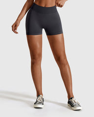 Seamless High Waist Sports Shorts - Dark Gray