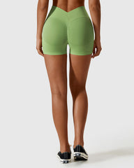 Seamless High Waist Sports Shorts - Green