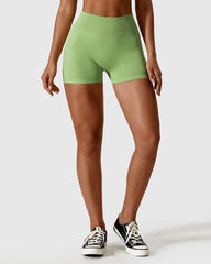 Seamless High Waist Sports Shorts - Green