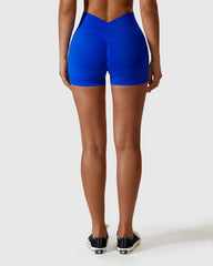 Seamless High Waist Sports Shorts - Blue