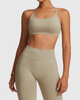 Khaki Women's Cross-Back Strappy Workout Bra