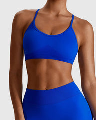 Scoop Neck Sports Yoga Bra in Blue