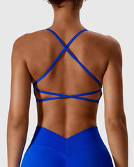 Strappy Cross Back Bra in Blue