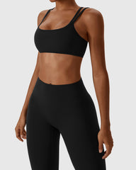 Black Double Strap High-Support Sports Bra