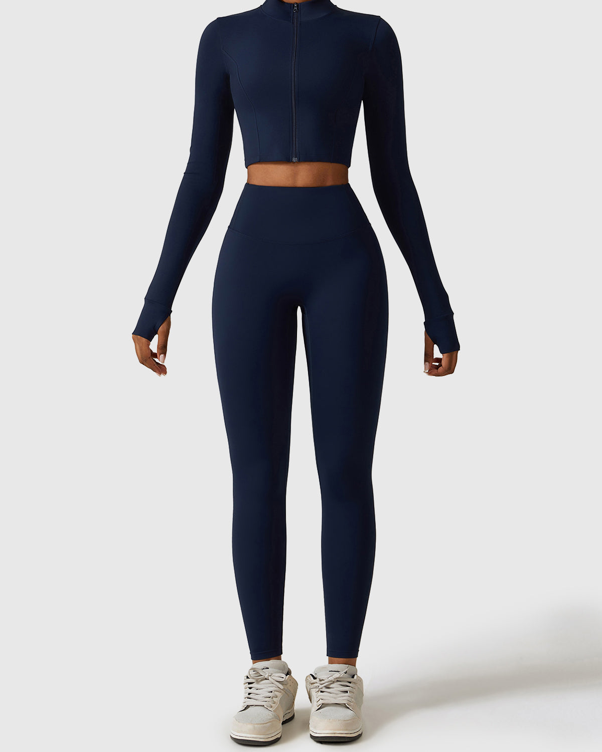 Emblem Blue Full Length Leggings & Scoop Neck Bra With Jacket