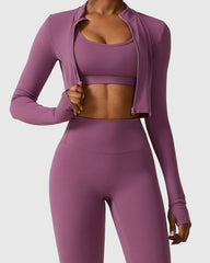 Purple Scoop Neck Bra With Jacket