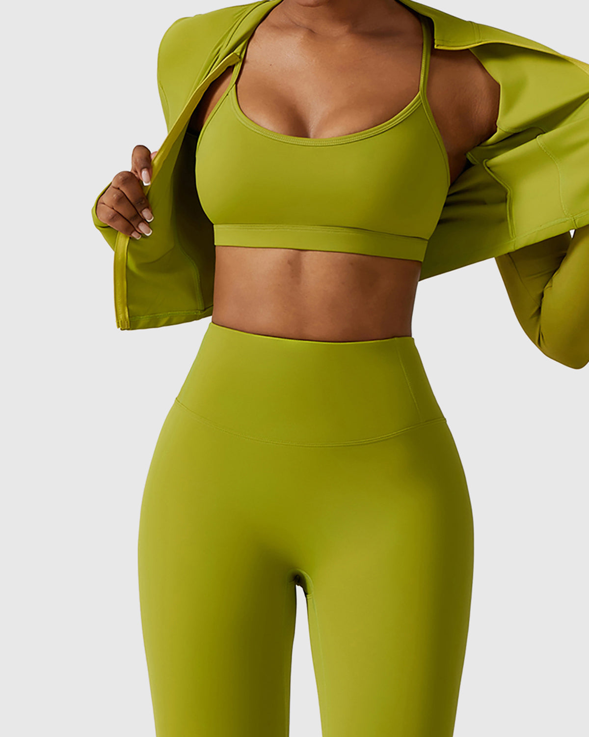 Matcha Green Scoop Neck Bra & Jacket