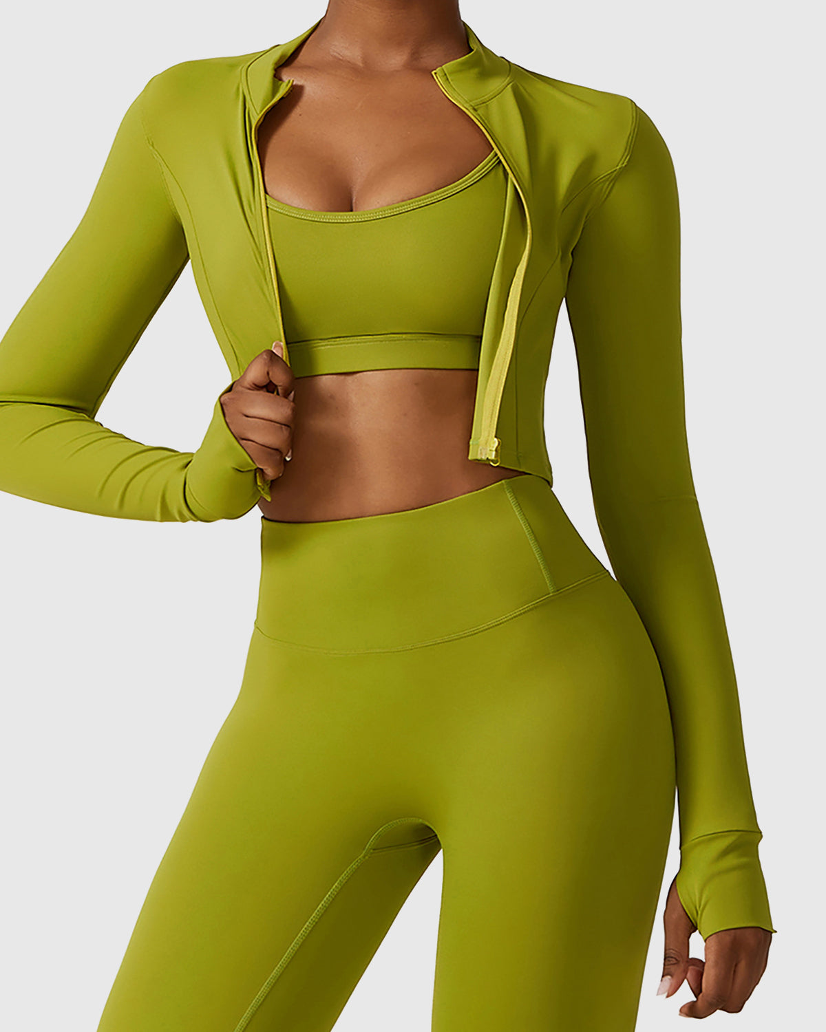 Matcha Green Scoop Neck Bra & Jacket