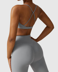 Bright Grey Strappy Cross Back Bra