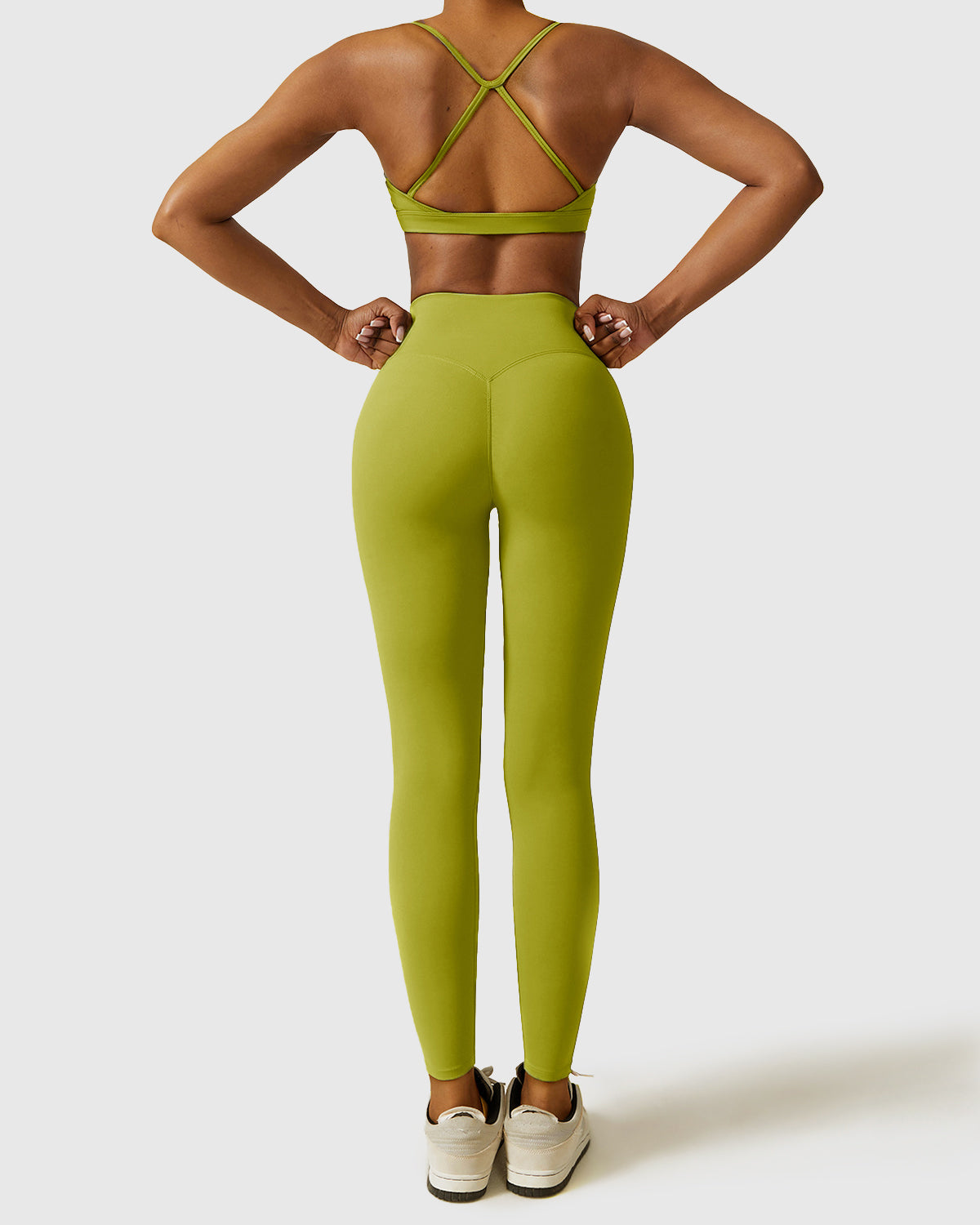 Green Full Length Leggings & Strappy Cross Back Bra