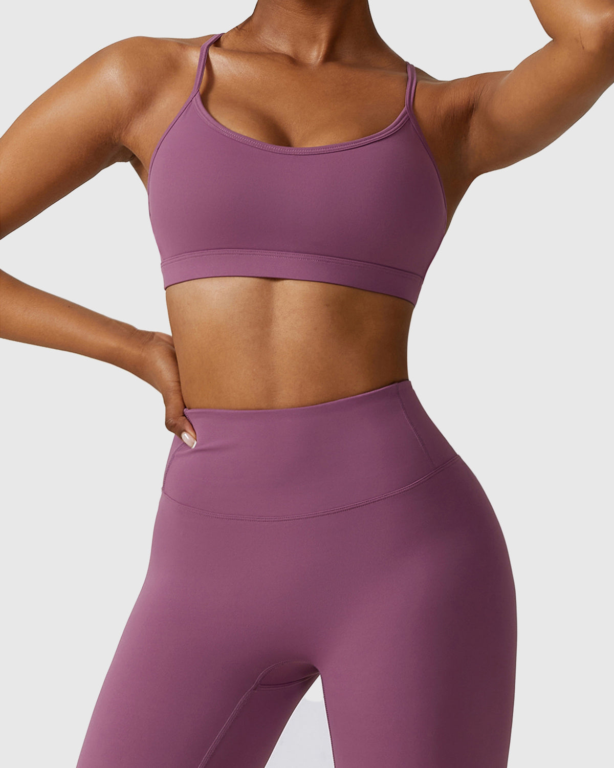 Purple Sporty Cross Back Bra 