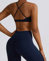 Emblem Blue Strappy Cross Back Bra 