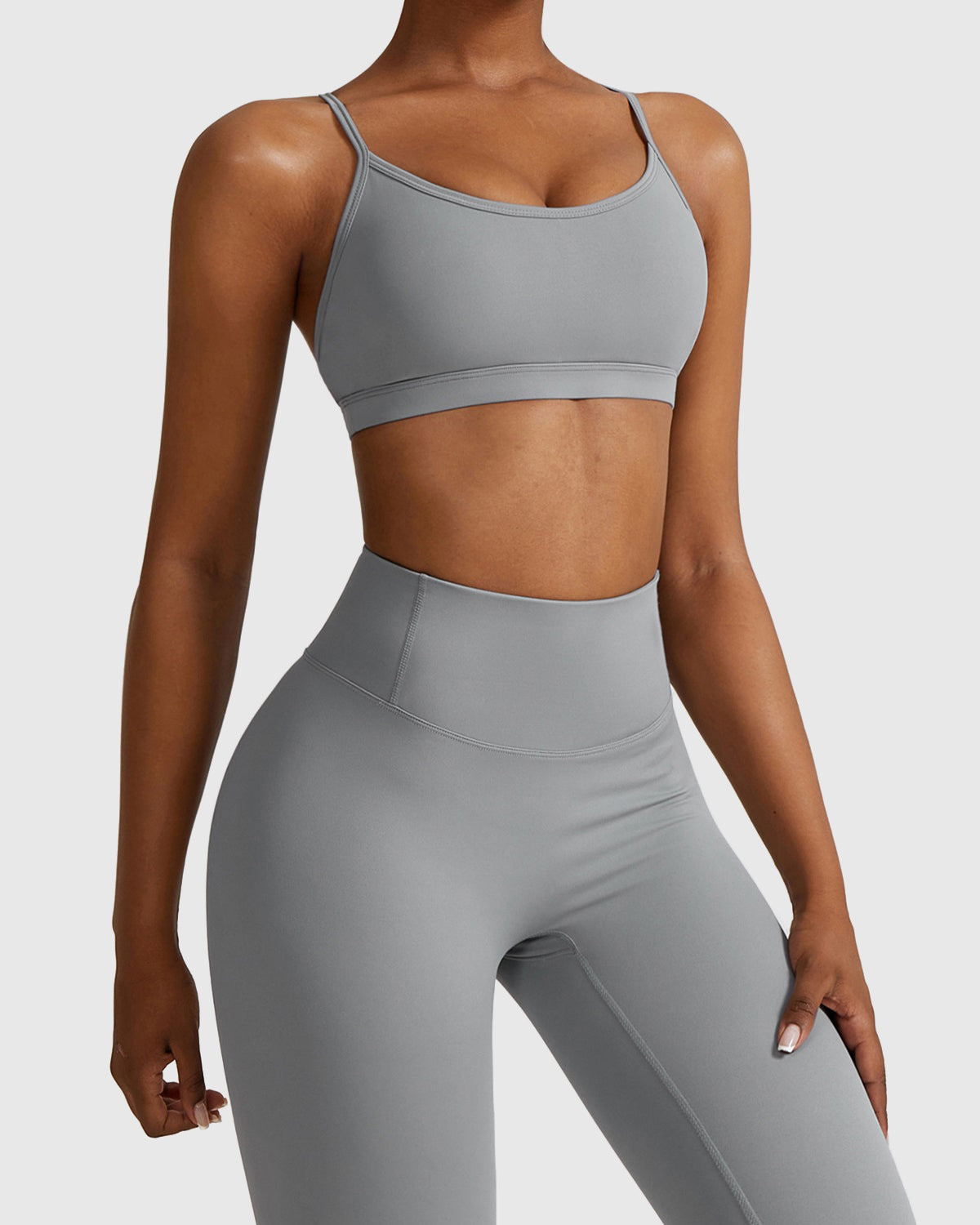 Bright Grey Sporty Cross Back Bra