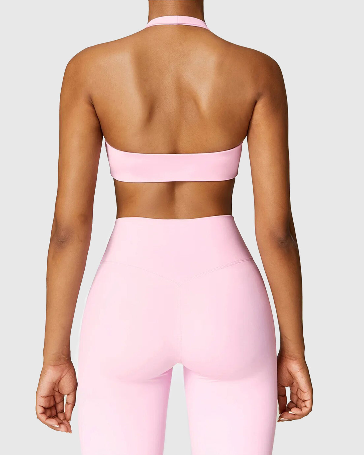 Pink Halter Neck Sports Bra