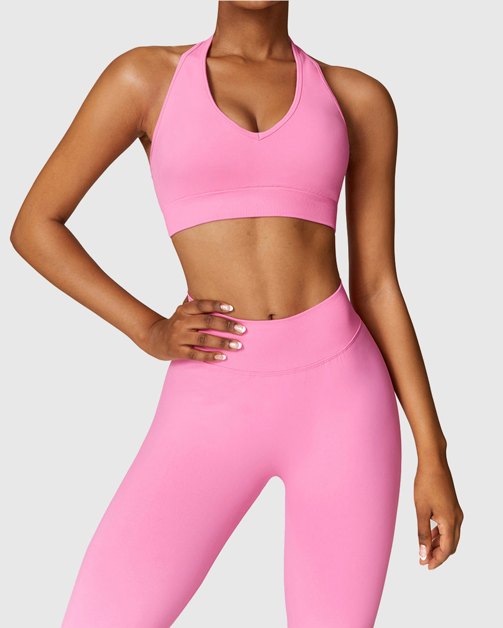 Pink High Impact Halterneck Bra