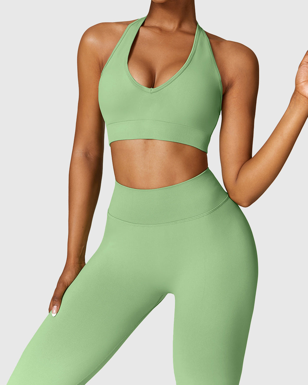 Green High Impact Halterneck Bra