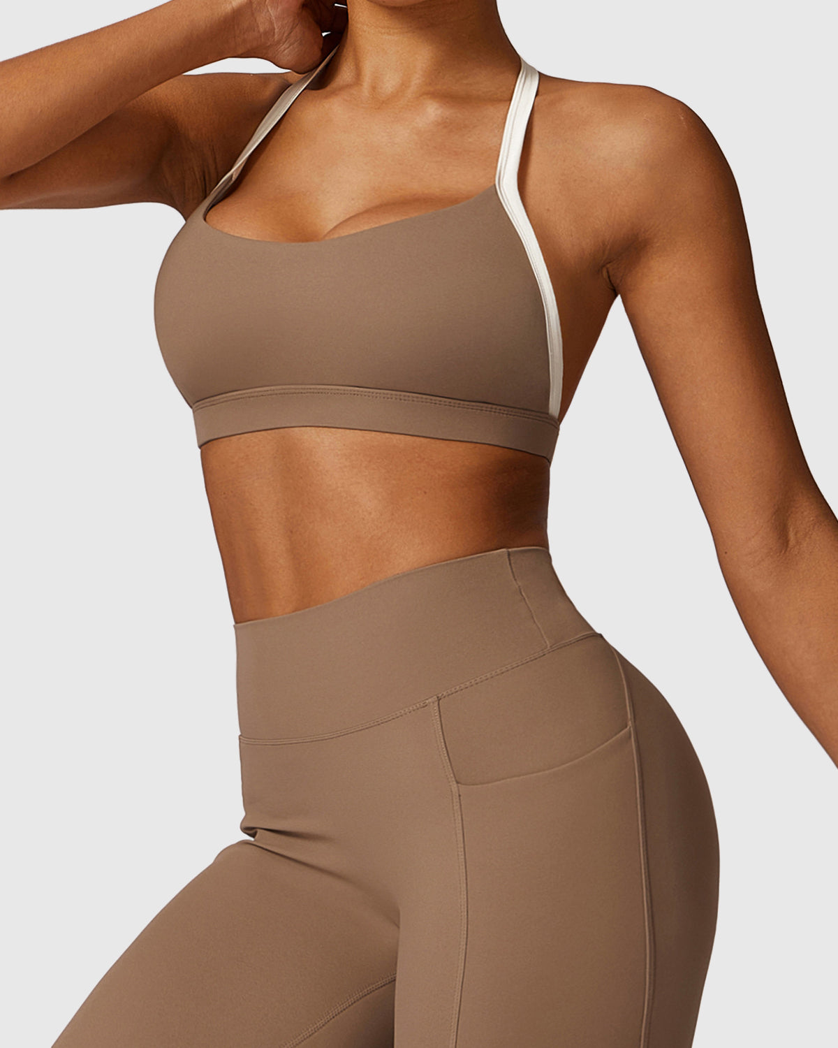 Coffee Brown Women's Strappy Sports Bra