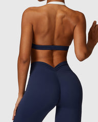 Deep Blue Backless Yoga Bra - Gym Outfit